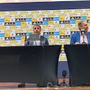 Néstor Lorenzo, nuevo entrenador de la Selección Colombia, junto al presidente Ramón Jesurún