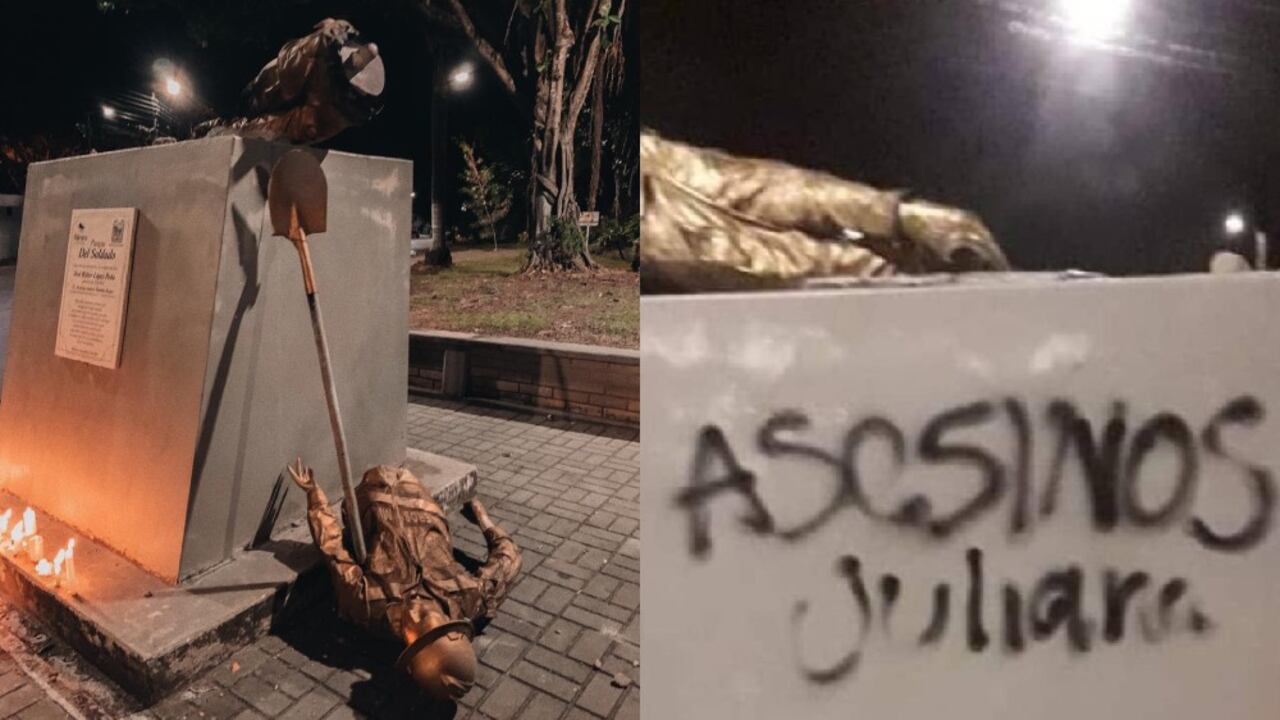 Derriban estatua en batallón Agustín Codazzi de Palmira, Valle