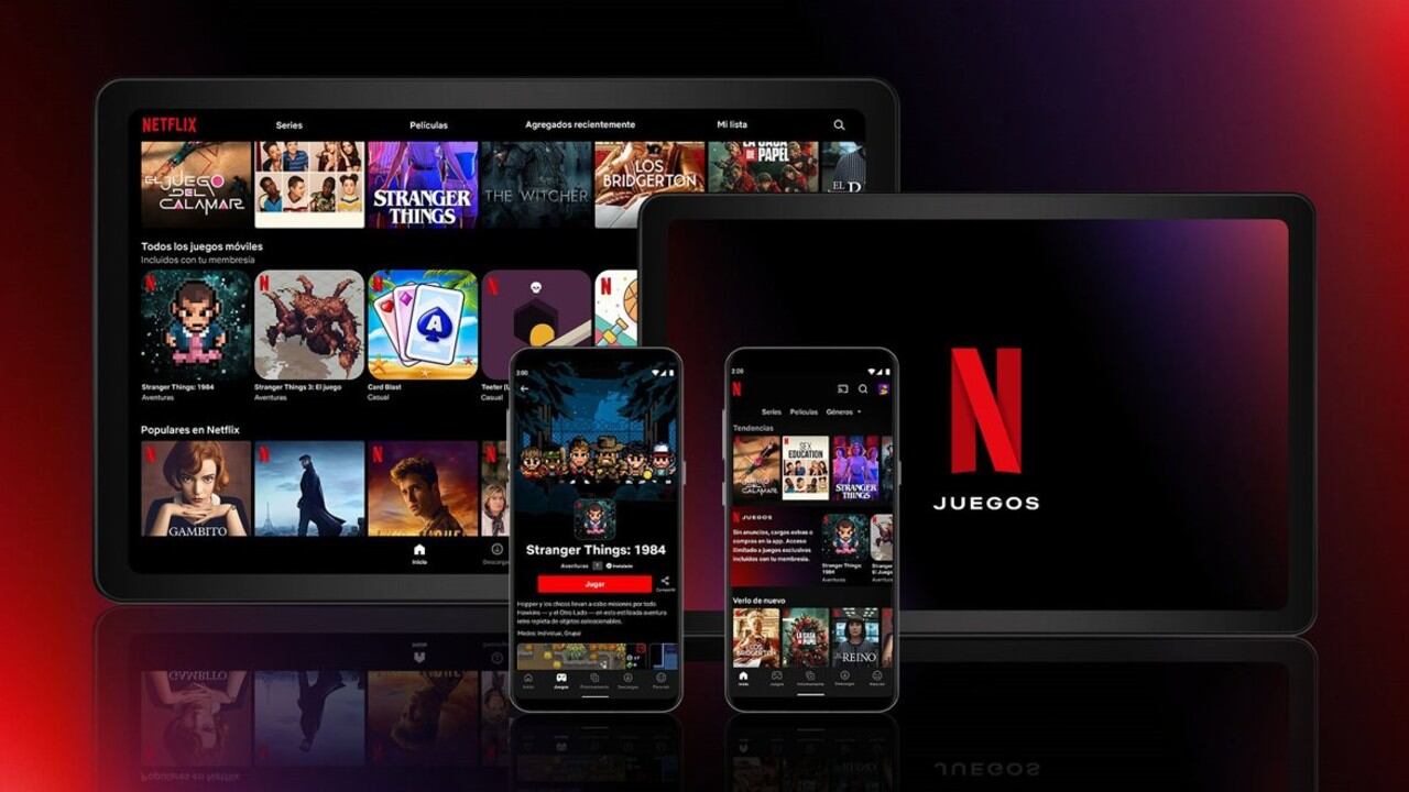 Imagen promocional de Netflix Juegos en varias plataformas disponibles.