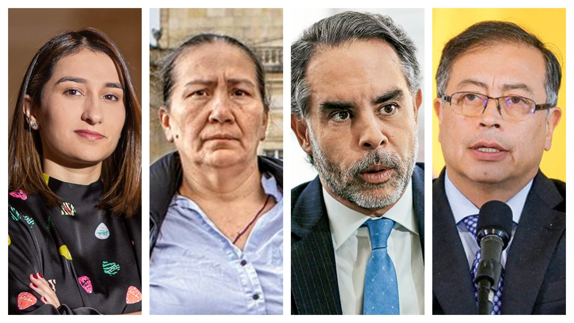 De izquierda a derecha: Laura Sarabia (jefe de Gabinete), Marelbys Meza (exniñera de Sarabia), Armando Benedetti (embajador de Colombia en Venezuela), Gustavo Petro (presidente de la República).