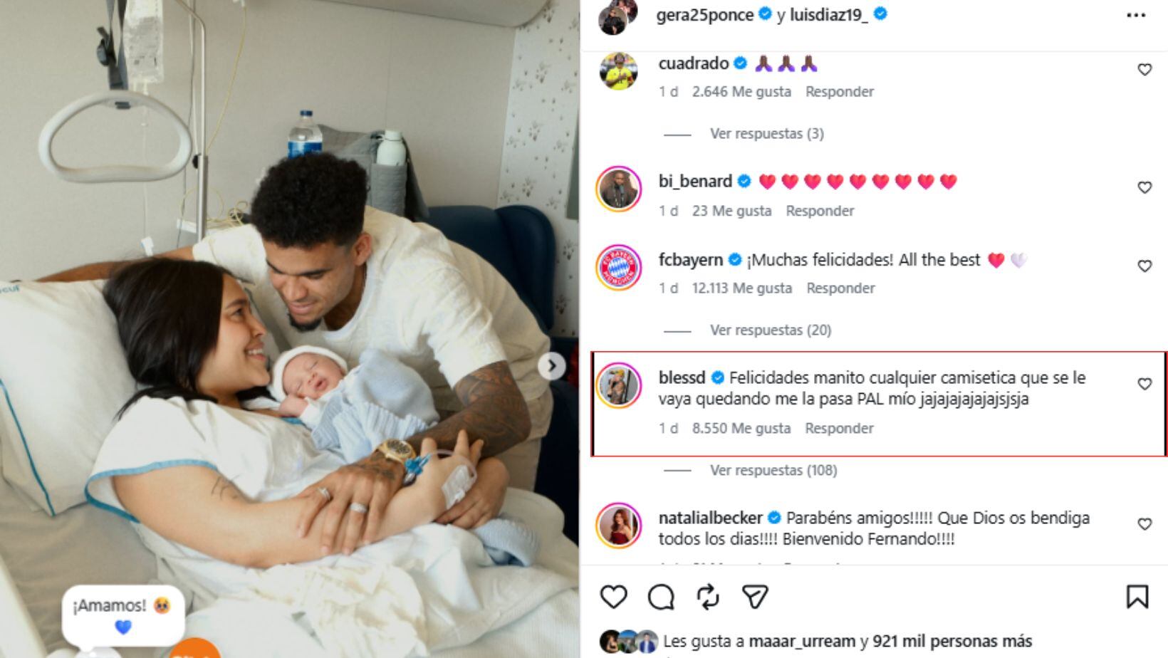 Primeras imágenes del tercer hijo de Luis Díaz
