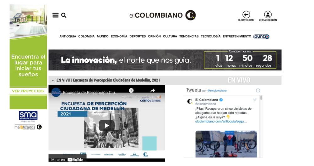 Portal web de El Colombiano