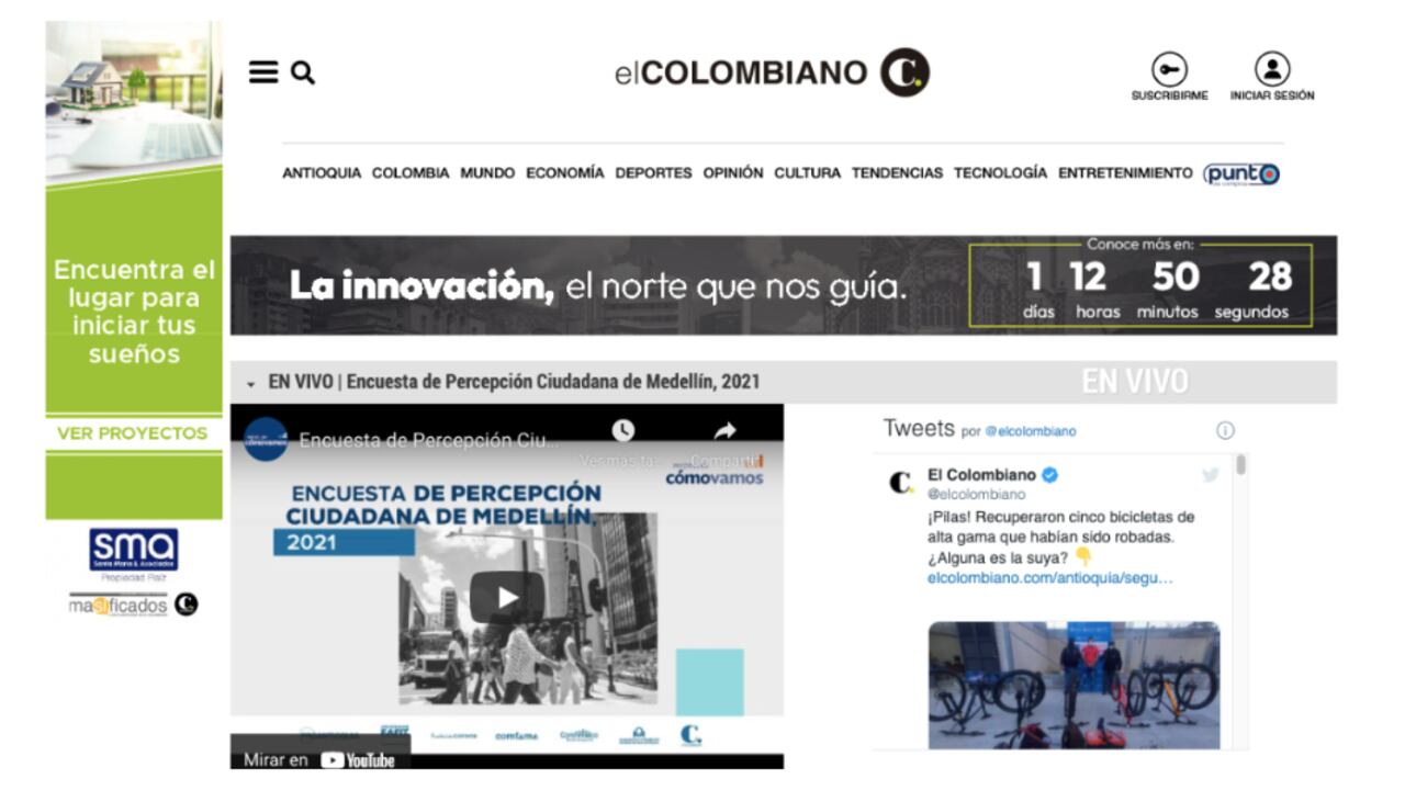 Portal web de El Colombiano