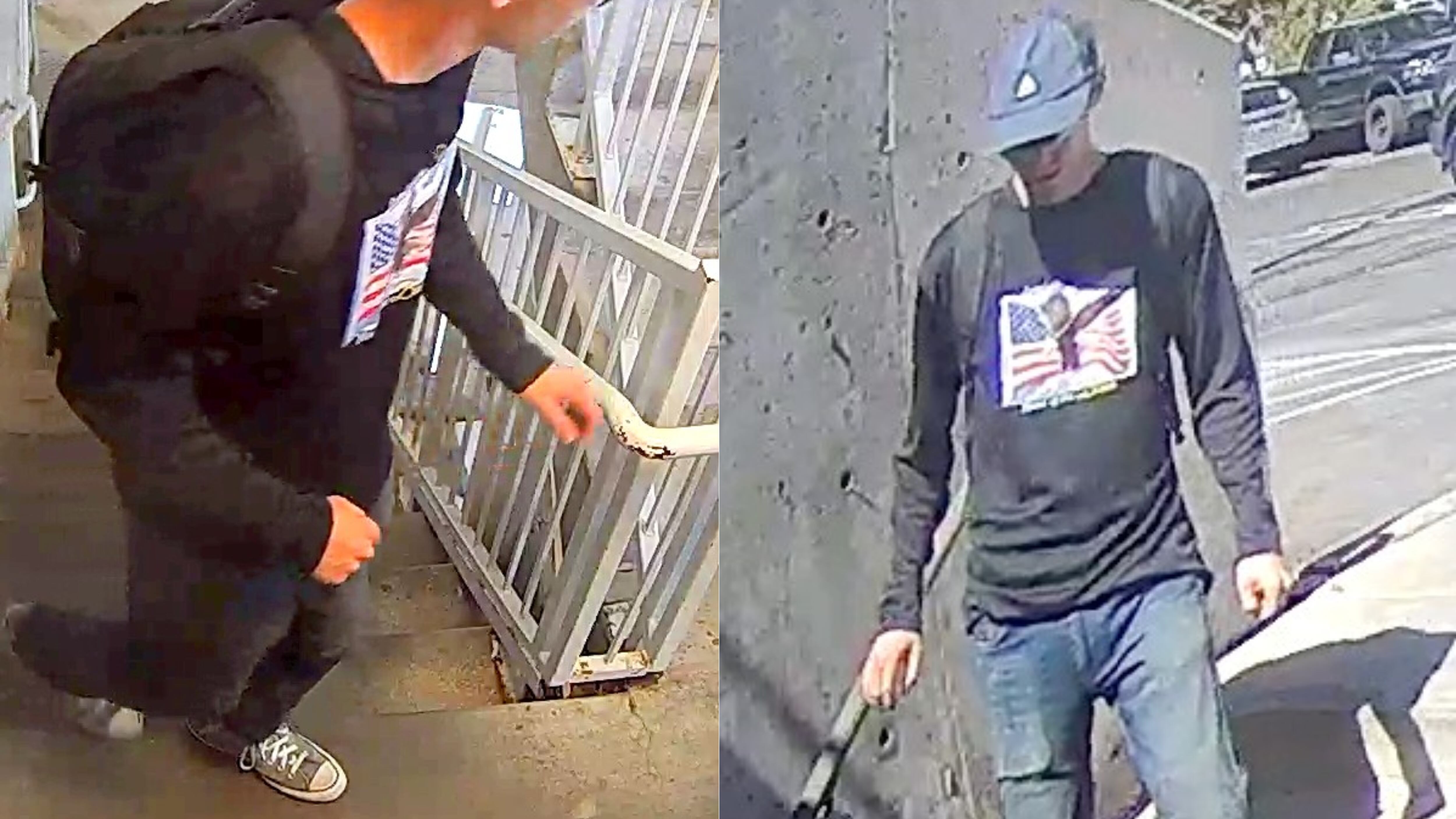 se difundieron imágenes del sospechoso, que aparece vestido de negro y usando zapatillas Converse y gafas de sol.