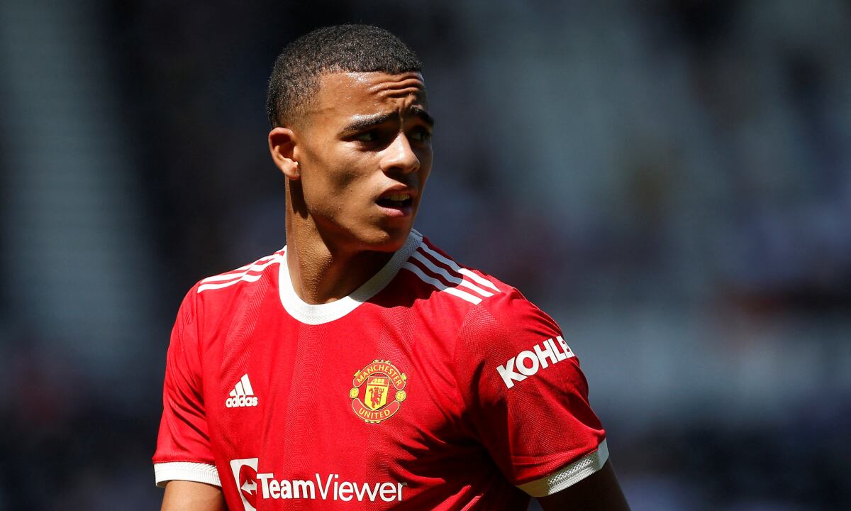 FILE PHOTO: Soccer Football - Pre Season Friendly - Derby County v Manchester United - Pride Park, Derby, Britain - July 18, 2021 Manchester United's Mason Greenwood Action Images via Reuters/Craig Brough/File Photo