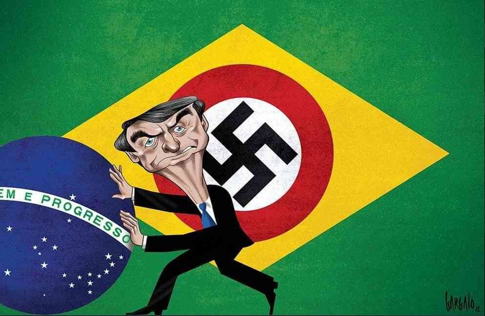 Bolsonaro cambia el "Ordem e Progreso" de la bandera brasilera por una esvástica nazi. 