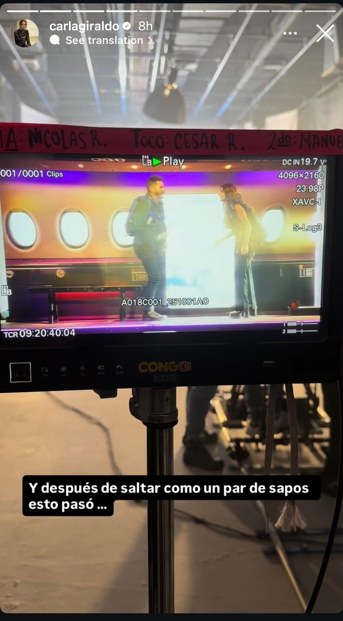 Carla Giraldo mostró el accidente que tuvo Marcelo Cezán en una de las grabaciones.