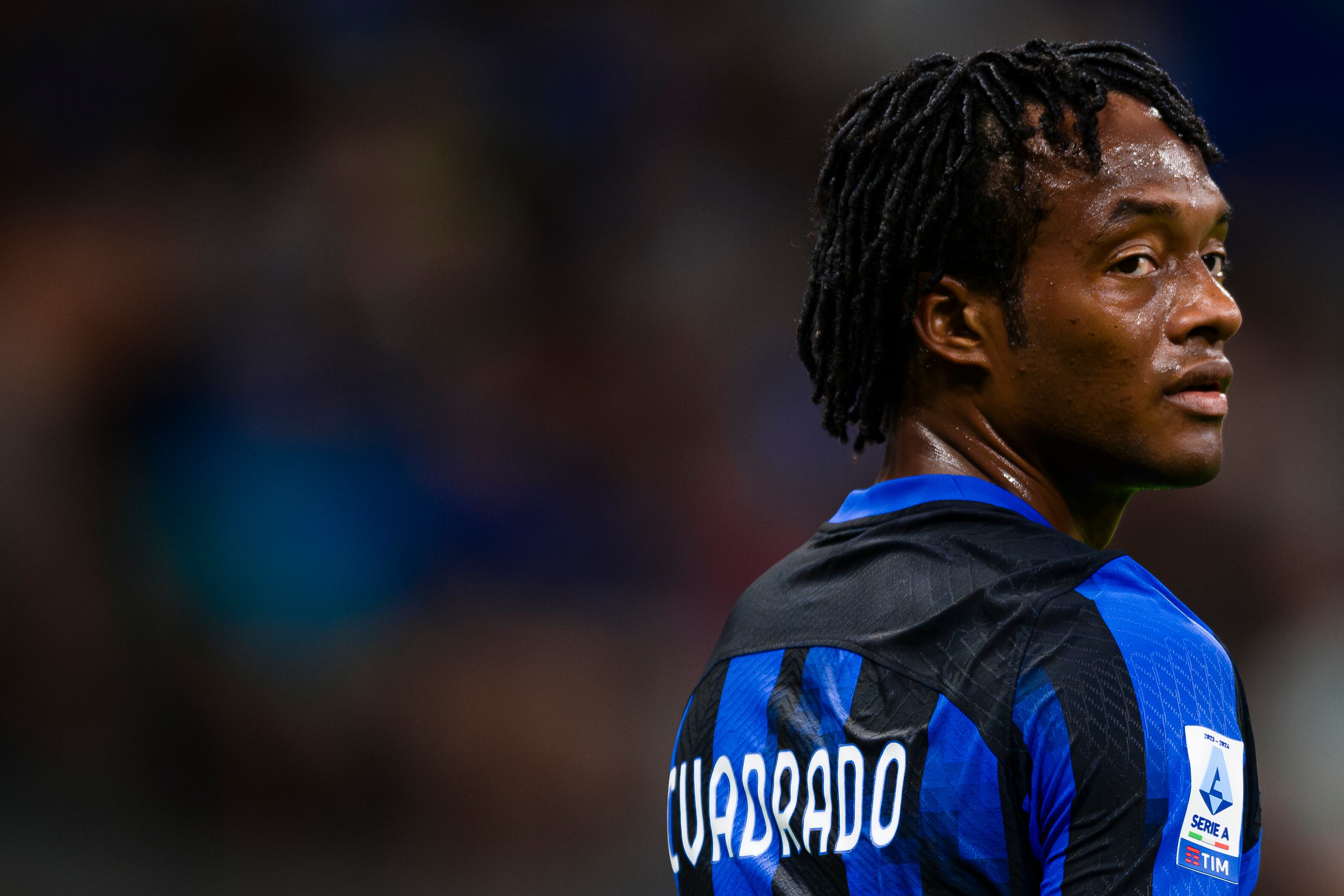 STADIO GIUSEPPE MEAZZA, MILAN, ITALY - 2023/08/19: Juan Cuadrado of FC Internazionale looks on during the Serie A football match between FC Internazionale and AC Monza. FC Internazionale won 2-0 over AC Monza. (Photo by Nicolò Campo/LightRocket via Getty Images)