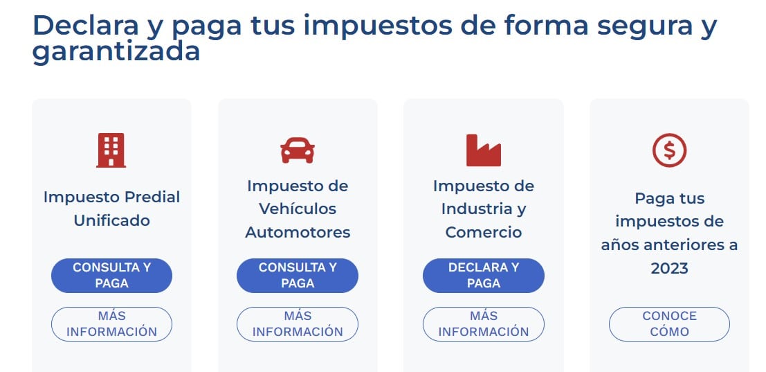Cuando se ingrese a la página de la Secretaría de Hacienda, se deberá dar clic en la opción Oficina Virtual, la cual arrojará los diferentes tipos de impuestos que debe pagar el contribuyente.
