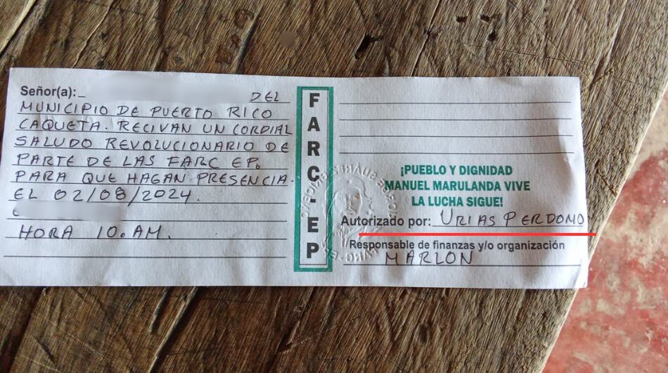 Cobro de extorsión con autorización de Urias Perdomo.