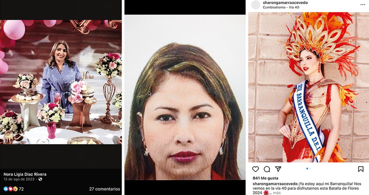 Nora Ligia Díaz (izquierda) sería una de las cabecillas de Frontera. Como su socia aparece Noreidys Acevedo (centro), mamá de la señorita Barranquilla, Sharon Gamarra (derecha). Díaz y Acevedo están prófugas de la justicia, según la Policía.