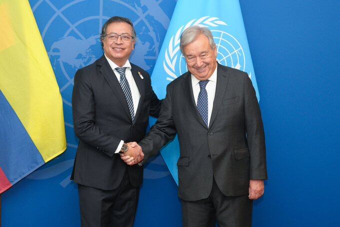 Gustavo Petro y el secretario Genera de la ONU Antonio Guterres