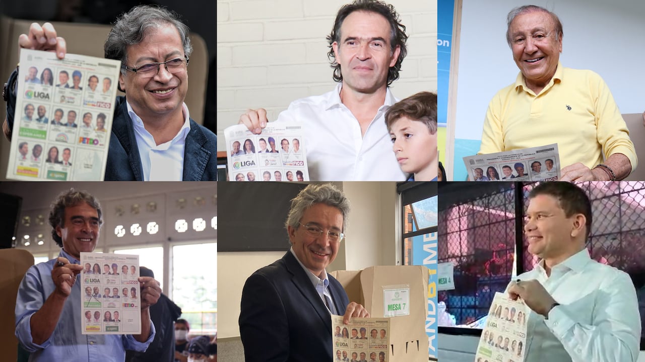 Los candidatos presidenciales para la primera vuelta: Gustavo Petro, Federico Gutiérrez, Sergio Fajardo, Rodolfo Hernández, Enrique Gómez y Jhon Milton Rodríguez
