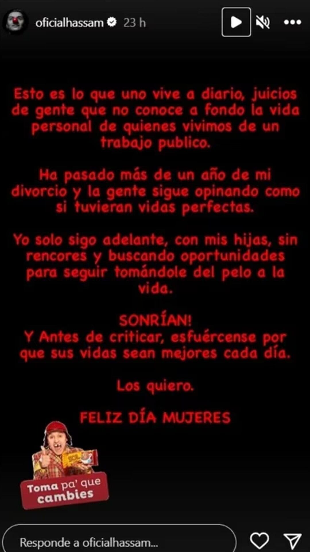 Historias de Instagram de Hassam.