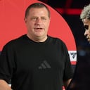 Max Eberl, director general deportivo del Bayern Múnich (izq.) defendió públicamente a Luis Díaz (der.).