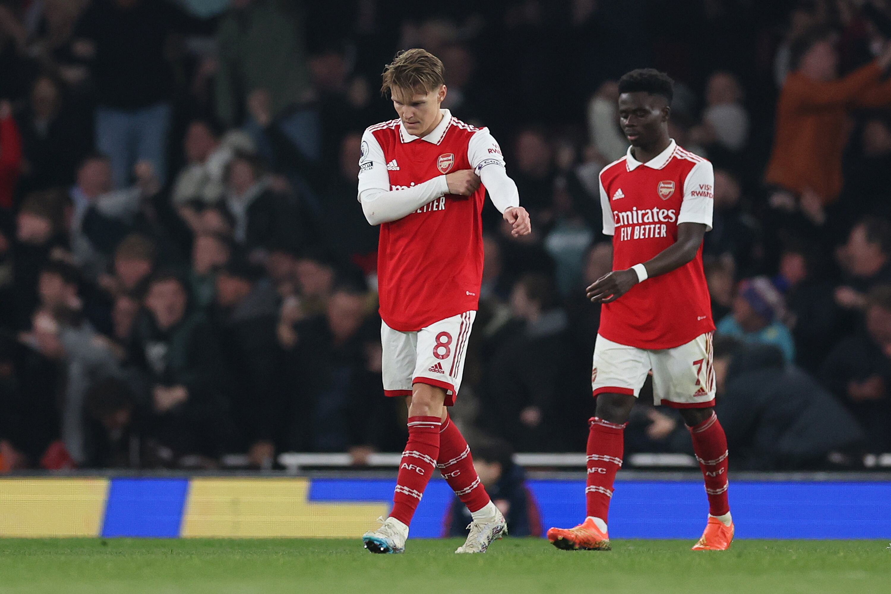 Martin Odergaard lamentando la derrota.