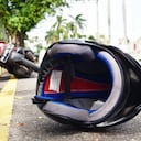 Helmet fallen on the street, road accidents