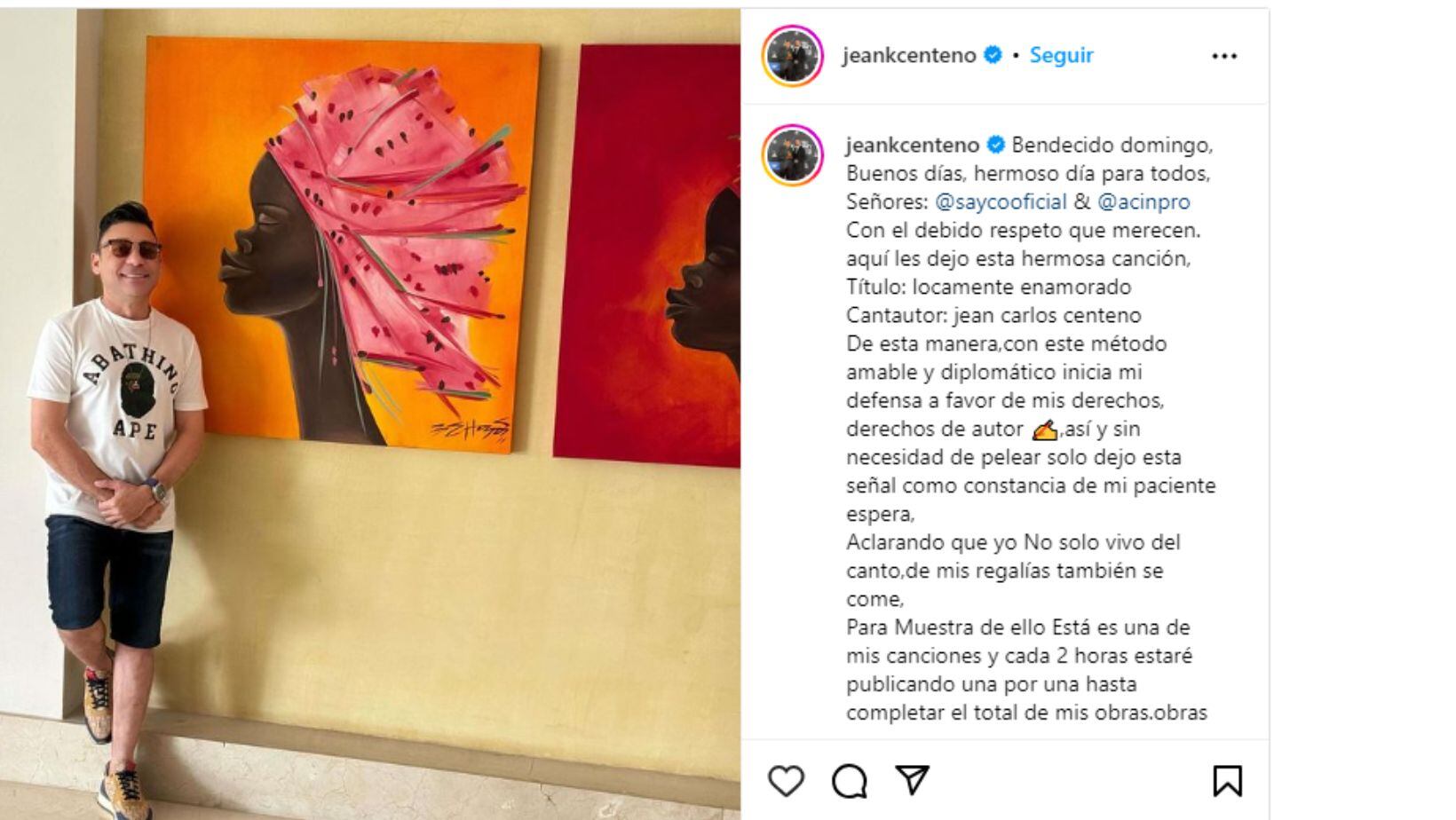 Jean Carlos Centeno habló sobre su agarrón con Sayco: "Los millones que me tienen, no se los dejaré"