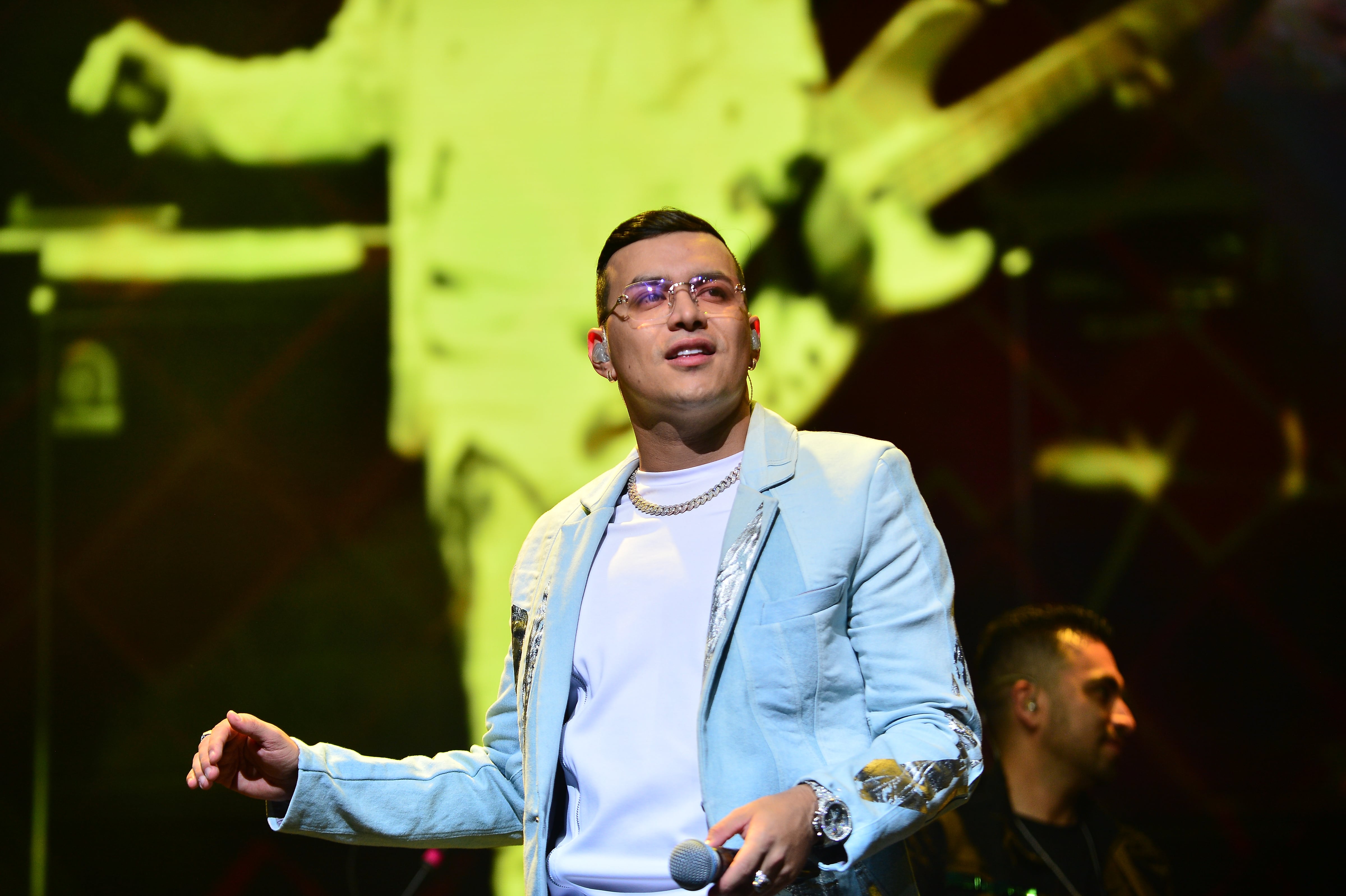 MIAMI, FL - OCTOBER 07:  Yeison Jimenez performs live on stage during the "Invencible Tour"  at James L. Knight Center on October 7, 2023 in Miami, Florida.  (Photo by Johnny Louis/Getty Images)