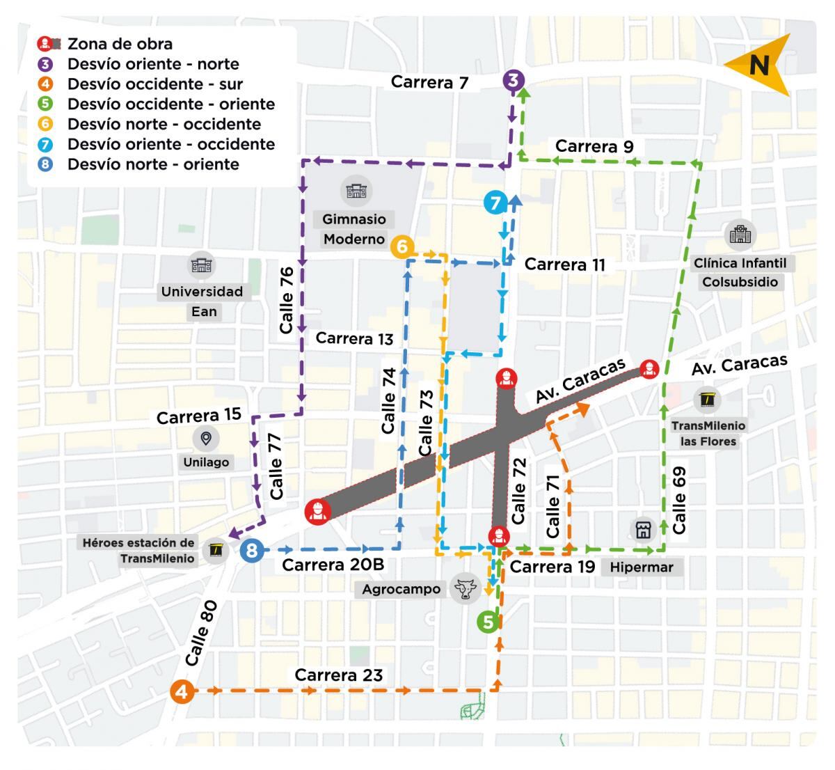 Nuevos cierres en la Avenida Caracas por obras del Metro en Bogotá