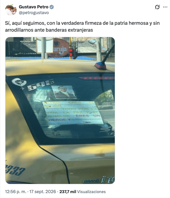 El post compartido por Petro en X.