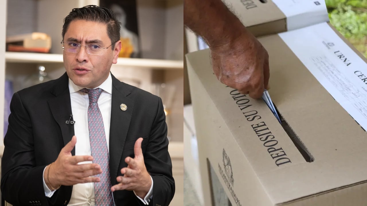 Cristian Quiroz, presidente del CNE, y una imagen referencia de una persona votando.