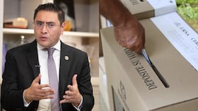 Cristian Quiroz, presidente del CNE, y una imagen referencia de una persona votando.