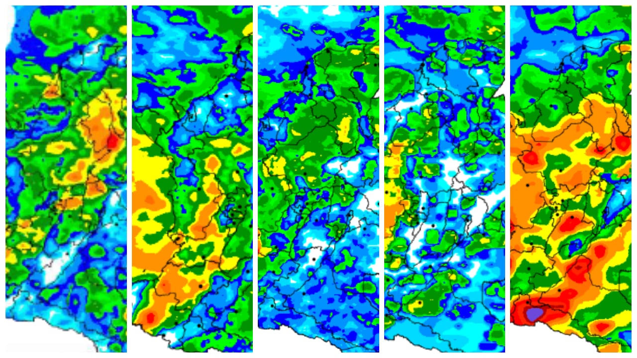 Gráfica compilada que muestra los patrones del clima en Colombia entre el 29 de septiembre y 3 de octubre de 2025