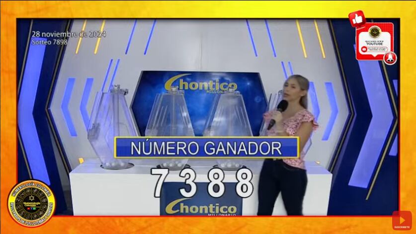 Lotería Chontico, resultados del sorteo 7898 del 28 de noviembre de 2024