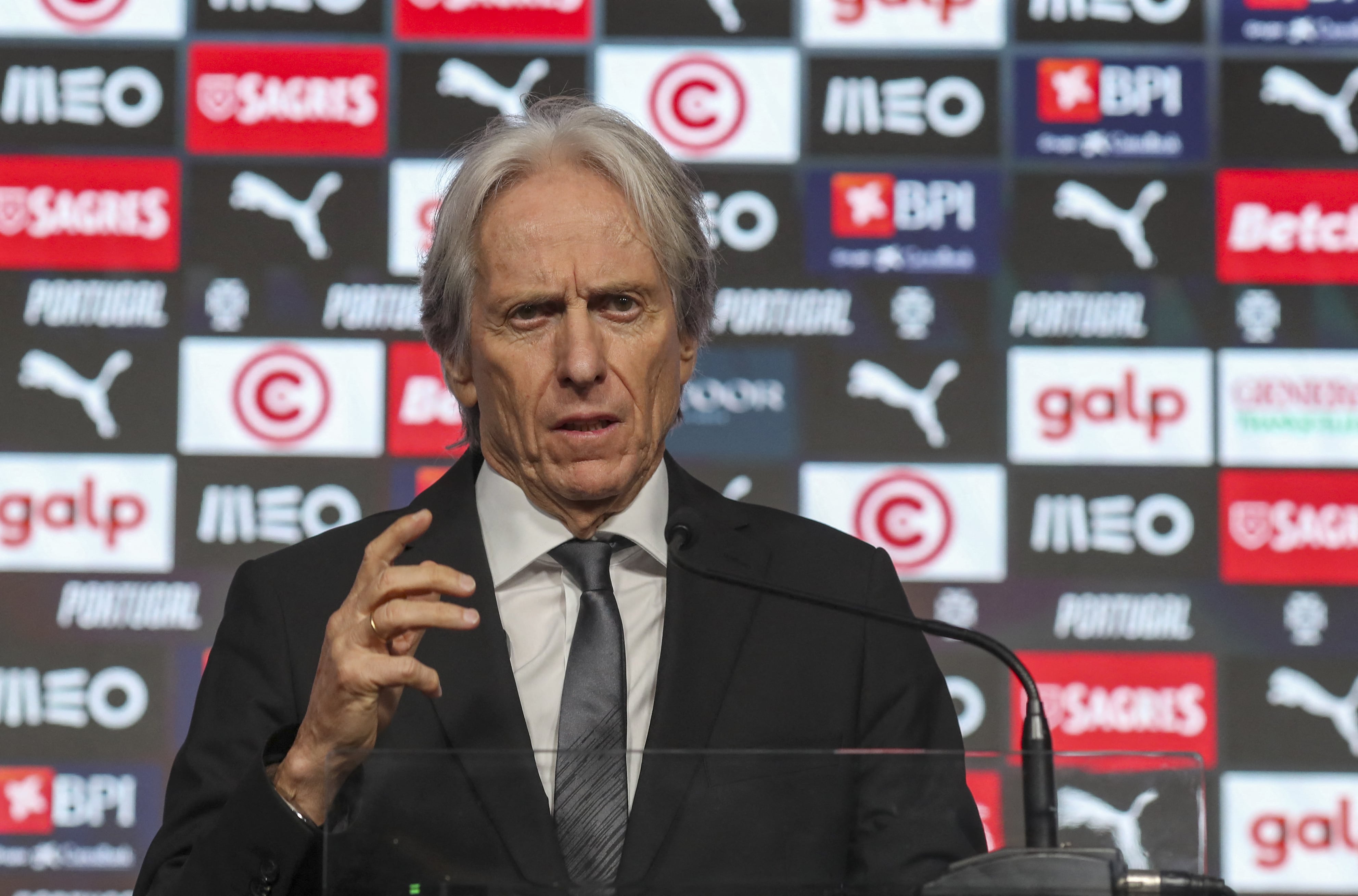 Newly appointed Portugal's national football team head coach Jorge Jesus attends his official presentation at the Portuguese Football Federation headquarters in Oeiras, on July 10, 2026. (Photo by PEDRO ROCHA / AFP)