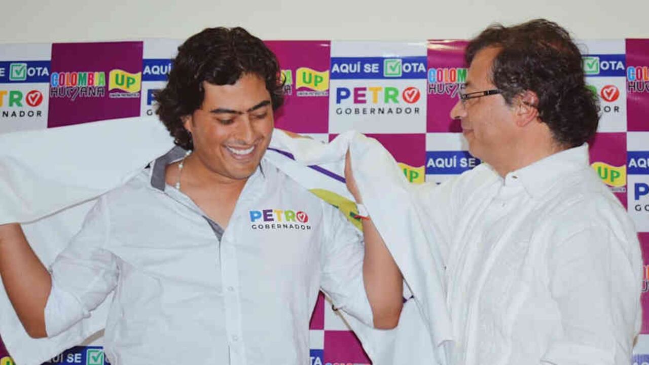 Nicolás Petro y Gustavo Petro en campaña a la Gobernación del Atlántico.
