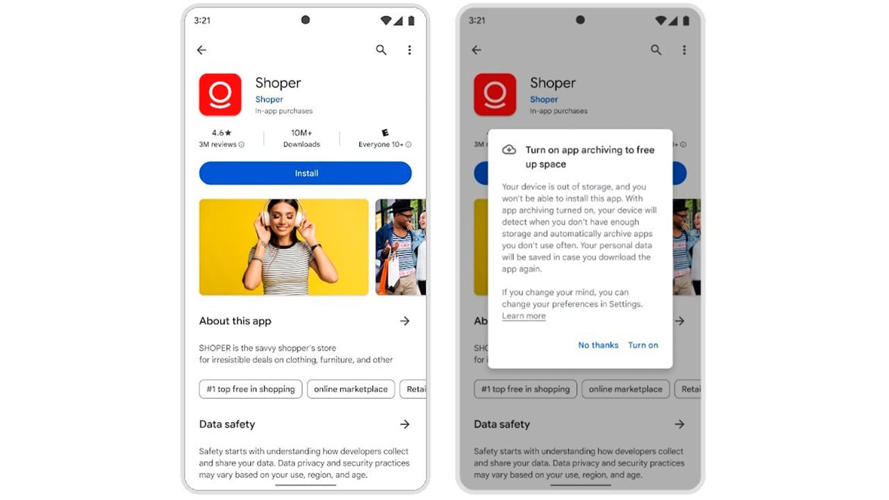 Google Play Store ayudará a liberar memoria de almacenamiento en los teléfonos.