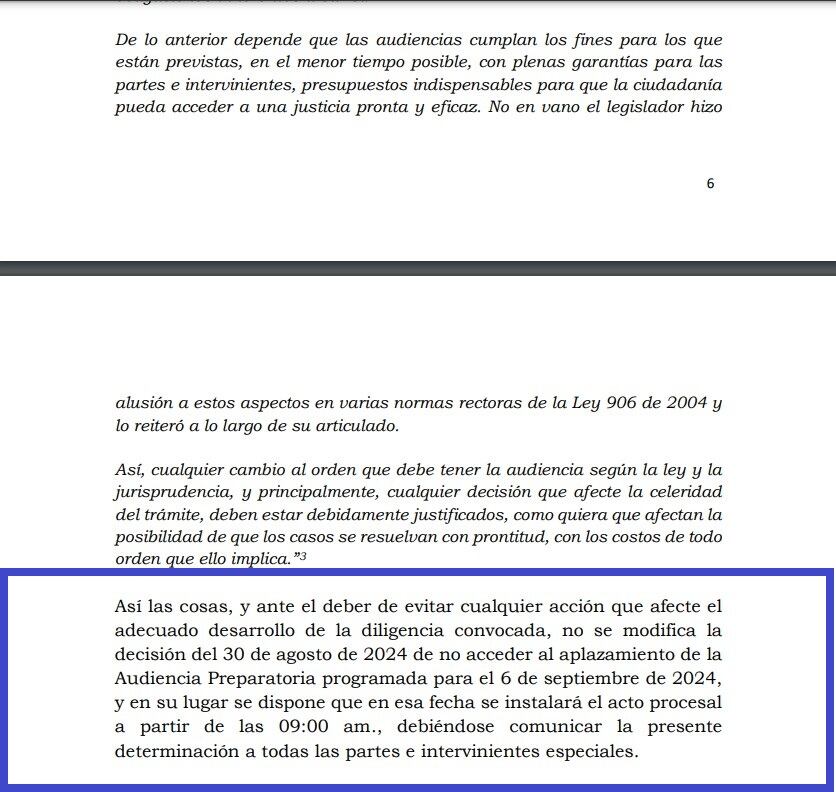 Por segunda oportunidad, jueza niega aplazamiento de las audiencias contra el expresidente Álvaro Uribe Vélez.