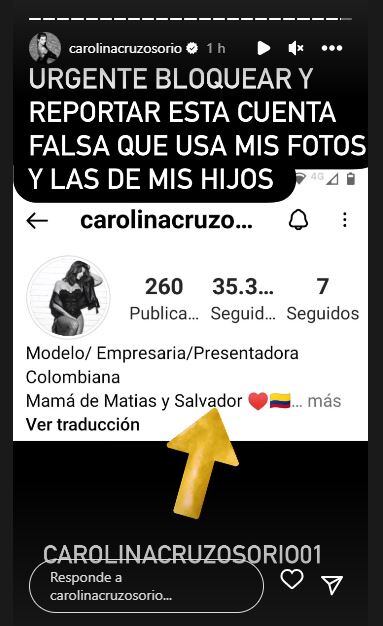 Carolina Cruz dice que la están suplantando en Instagram