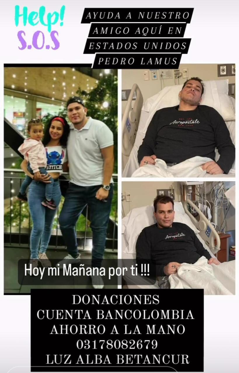 Colombiano en EE.UU. también pide ayuda para su tratamiento y estadía durante la enfermedad.