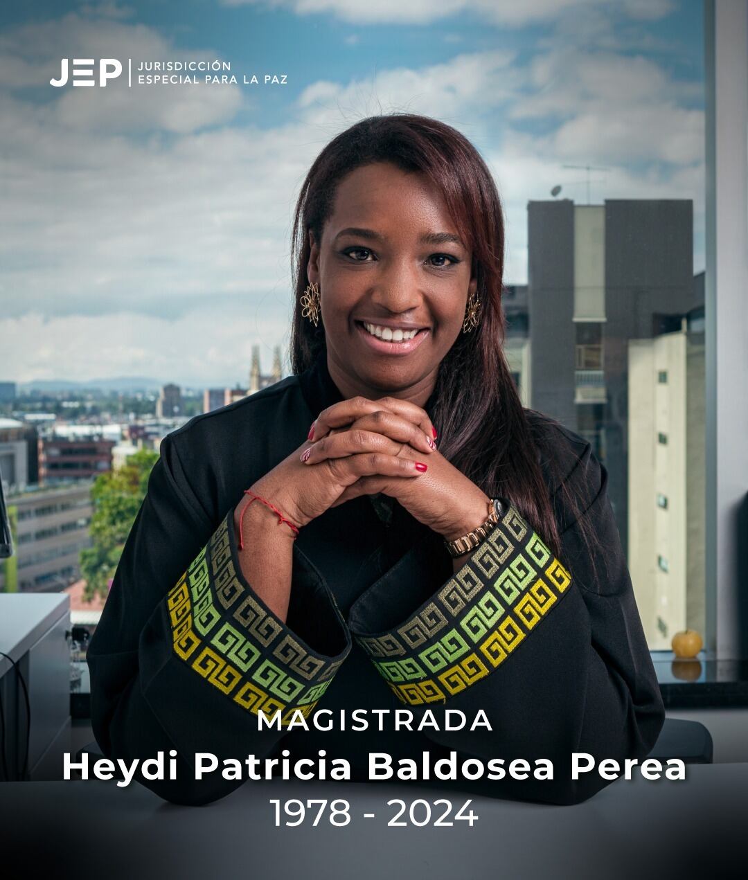 La JEP lamenta el fallecimiento de la magistrada Heydi Patricia Baldosea Perea