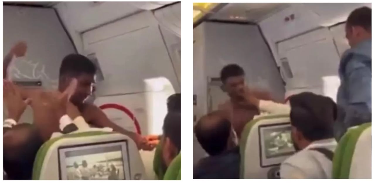 En un nuevo caso de intolerancia, dos pasajeros de un avión se enfrentaron a puño limpio, el cual fue registrado en un video que se hizo viral en redes sociales.