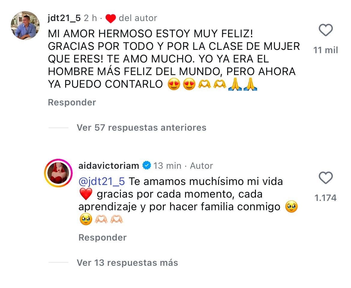 Juan David Tejada, esposo de Aída Victoria Merlano, reaccionó a la confirmación del embarazo.