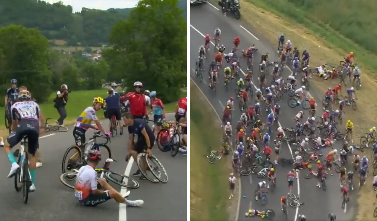 Esteban Chaves sufrió por la caída masiva de la etapa 14 en el Tour de Francia 2023.