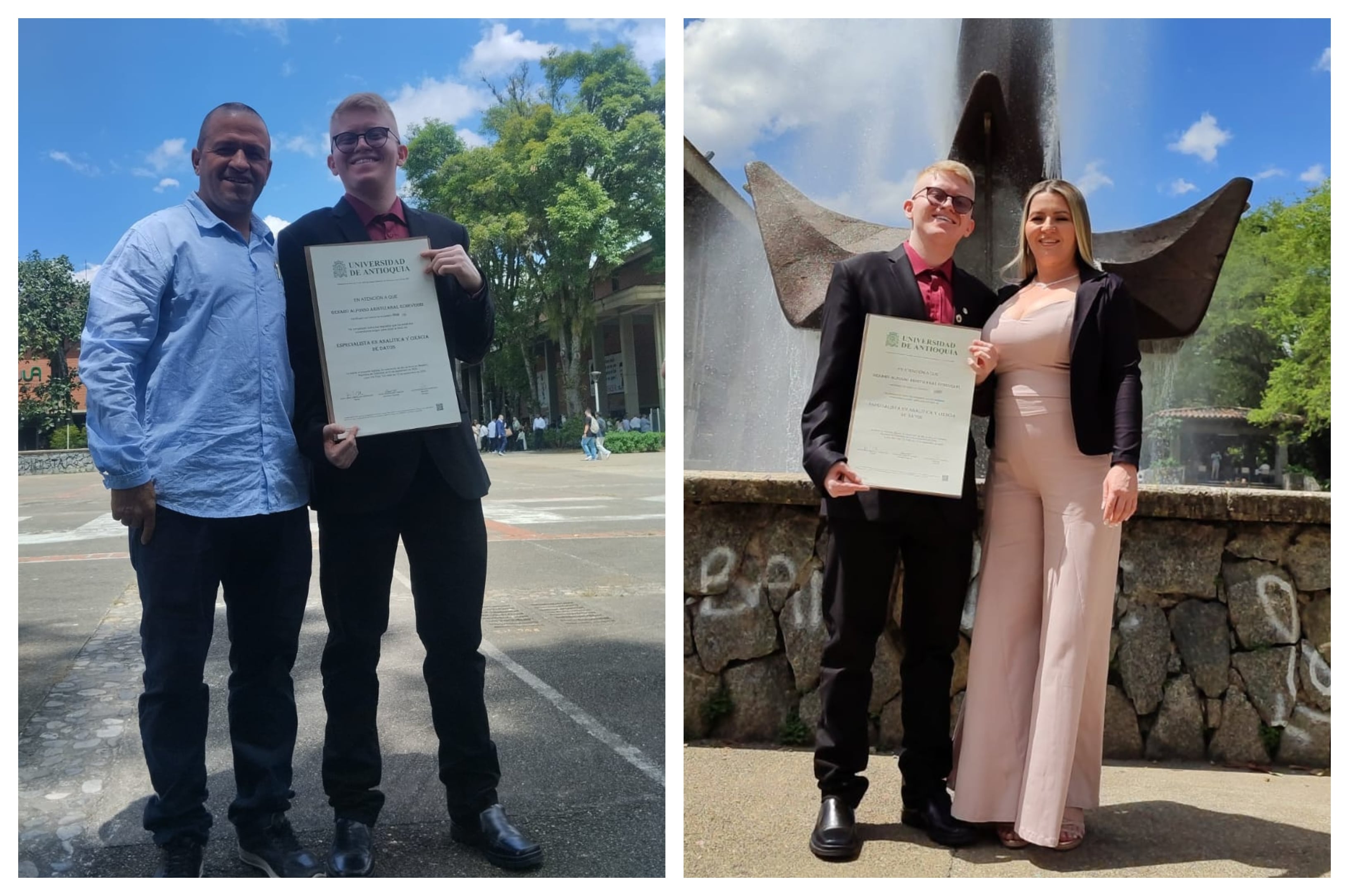 Poca luz, junto a su papá, Genaro Aristizábal, y su mamá, Berenice Echeverry.