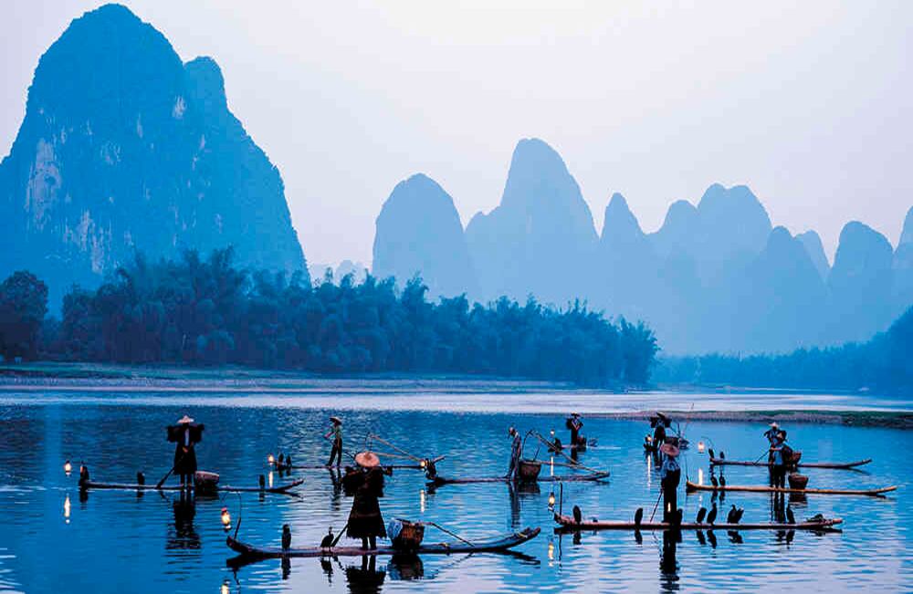 Pescadores cormoranes del río Li. Foto: iStock.