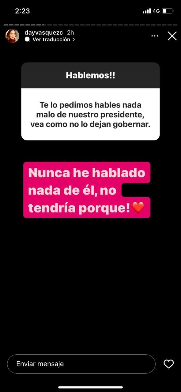 Day Vásquez respondió pregunta sobre el presidente Gustavo Petro