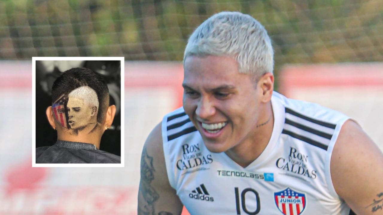 Juan Fernando Quintero. Foto: Captura pantalla Instagram Barber Pedro Navajas (pedrotsbarber)//Twitter Club Junior FC (@JuniorClubSA).