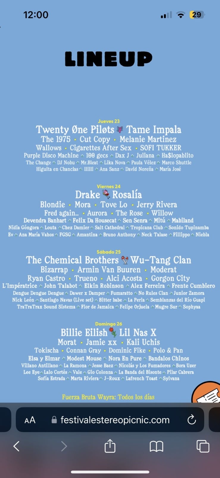 Twenty One Pilots ya aparece como headliner del día uno para Estéreo Picnic, reemplazando a Blink-182