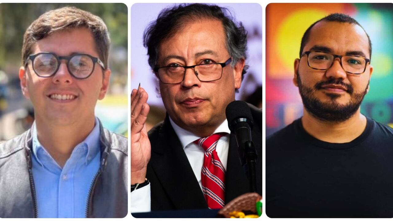 Opositores venezolanos Luis Alejandro Peche y Yendri Omar, y el presidente Gustavo Petro.