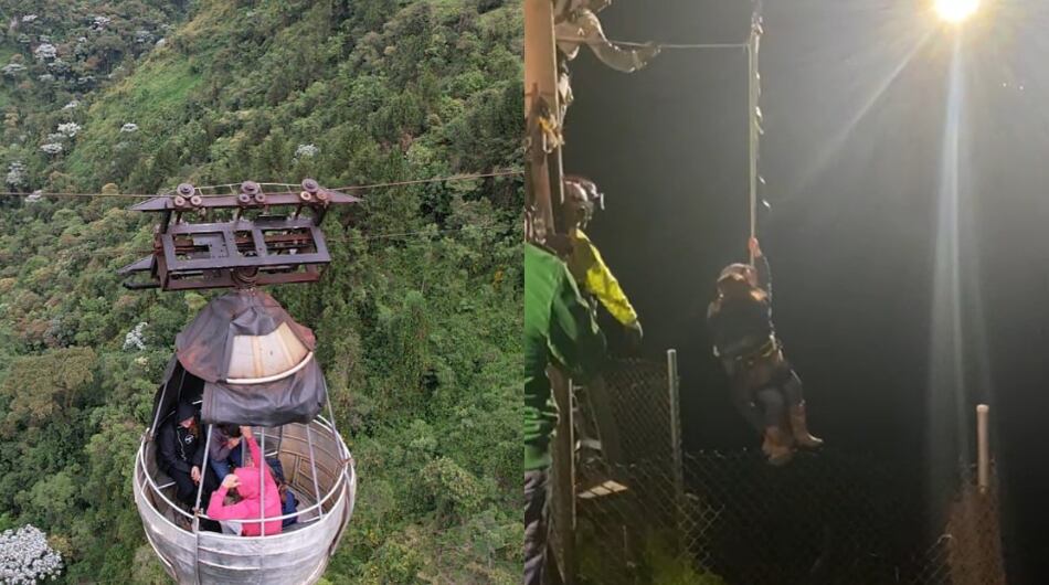 Avanza el rescate de personas que quedaron atrapado en cable aéreo de Caldas.