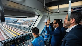 El presidente, Abelardo De La Espriella, junto al alcalde de Bogotá, Carlos Fernando Galán, el 2 de septiembre de 2026 en las obras del Metro de Bogotá