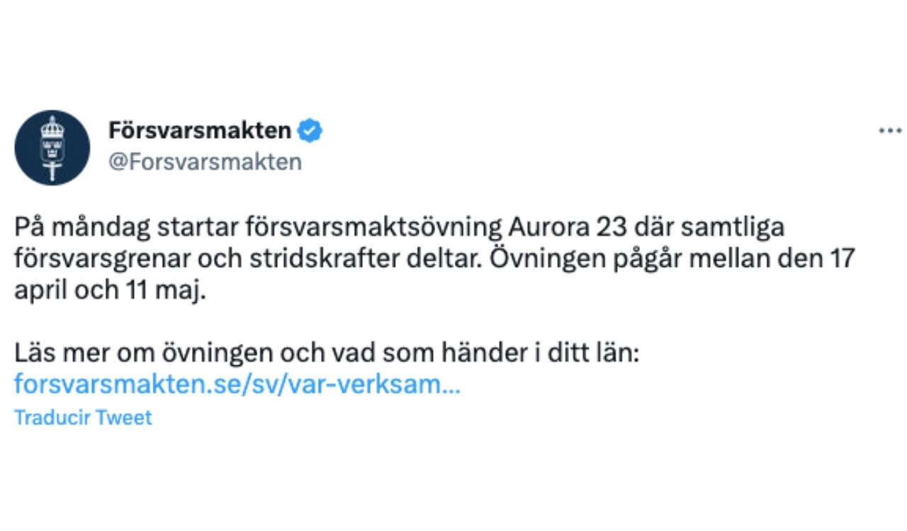 Así dieron a conocer las fuerzas armadas de Suecia la participación en los ejercicios militares.