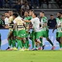 Así festejaron los jugadores de Atlético Nacional, la anotación de Dairon Asprilla, con la que se abrió el marcador en la final.