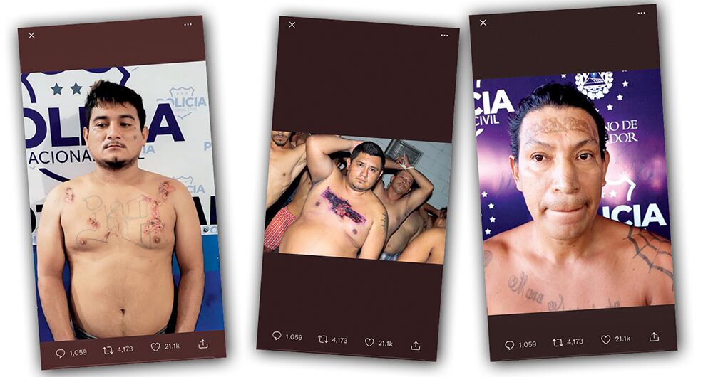 El presidente Bukele subió a sus redes sociales imágenes de pandilleros que intentaron quemar sus tatuajes. 